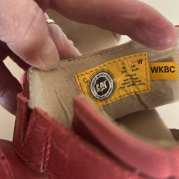 CAT-Caterpillar red distressed leather platform sandal - sz 8.5 - Picture 5 of 9